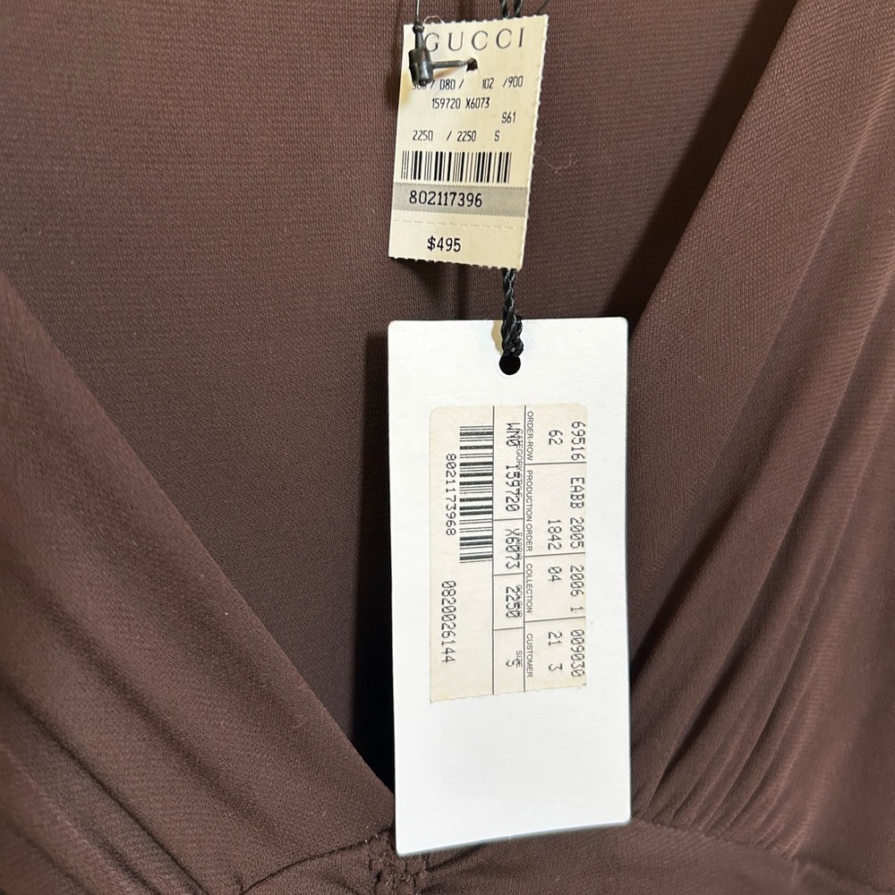 NWT - Gucci - Cap Sleeve Brown Blouse - Small - Picture 3 of 3